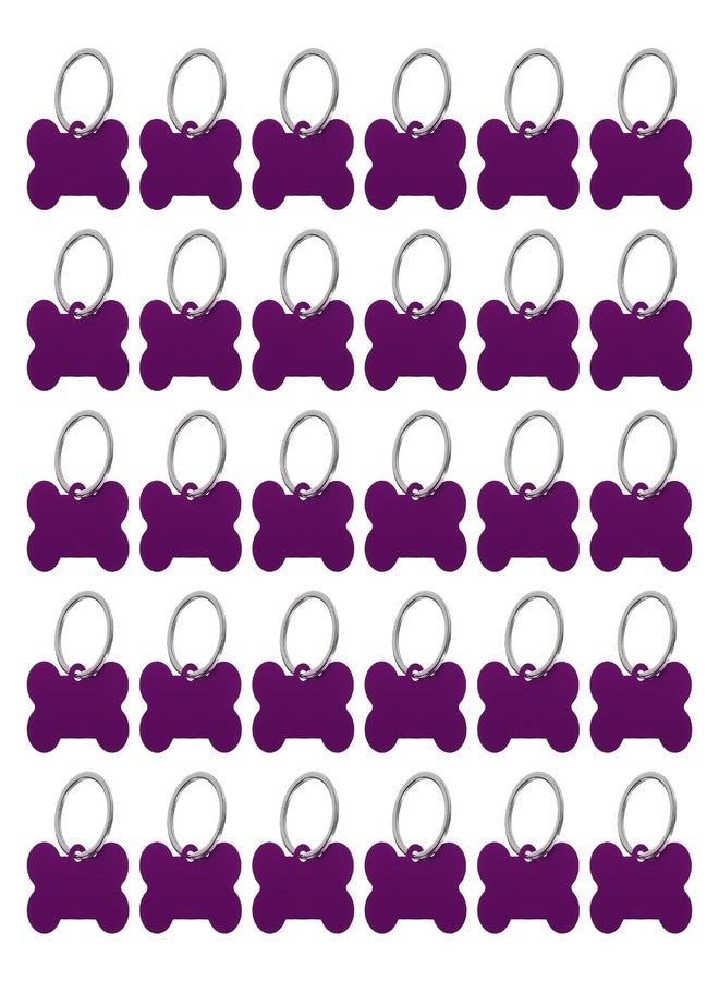 MECCANIXITY Bone Shaped Dog Tag Pet ID Tags, 38mmx25mm/1.5" x1 Metal Purple Blank Dog Tags Cat Tags with Ring for Dog Cat, Pendant Crafts, Pack of 30 - Image 1